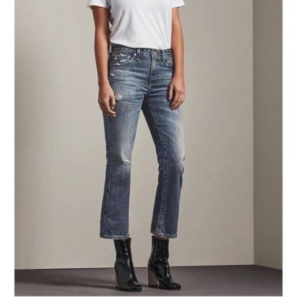 Adriano Goldschmied AG Distressed Jodi High Rise Slim Flare Crop Jeans 29 - Picture 1 of 8